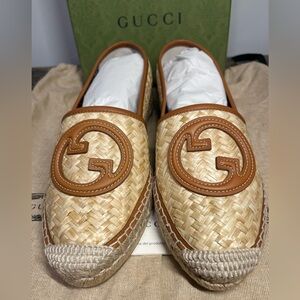 Gucci Adela GG Raffia Espadrille size 38.5